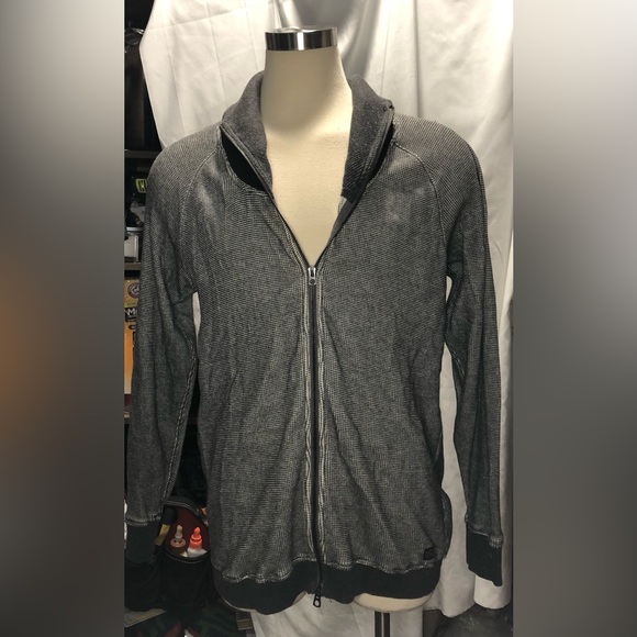 Diesel grey waffle knit zip jacket shawl knit collar XXL - Picture 7 of 14